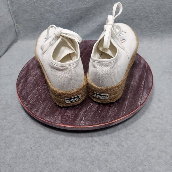 Superga Cotropew Lace Up Platform Jute Rope Espadrille Sneakers White Sz 8,5 - Picture 5 of 10